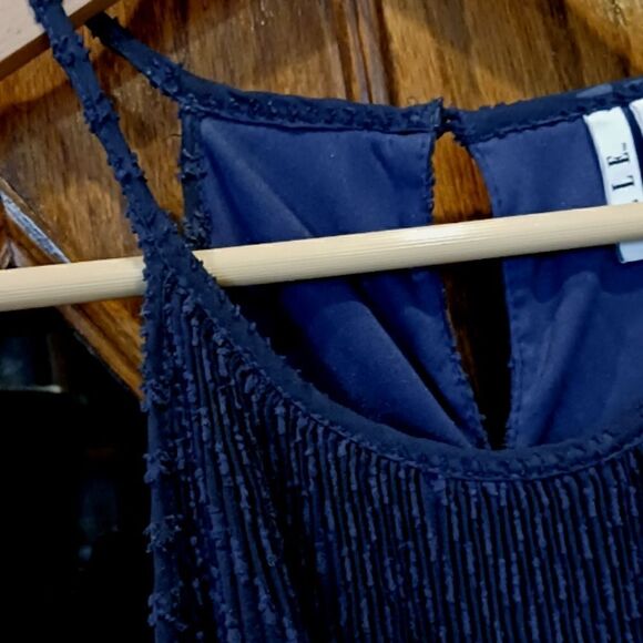 ELLE Navy Crinkle Tie Waist Mini Dress Halter XSMALL - Picture 5 of 13